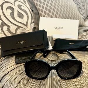CELINE CL40242i Bold 3 Dots Round Black Sunglasses New $460.